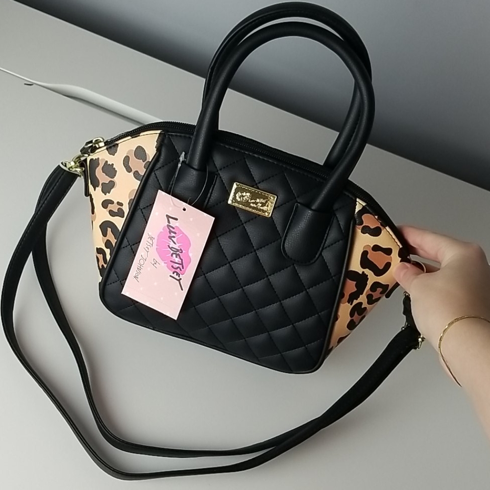 Luv betsey black crossbody leopard satchel lbquiin